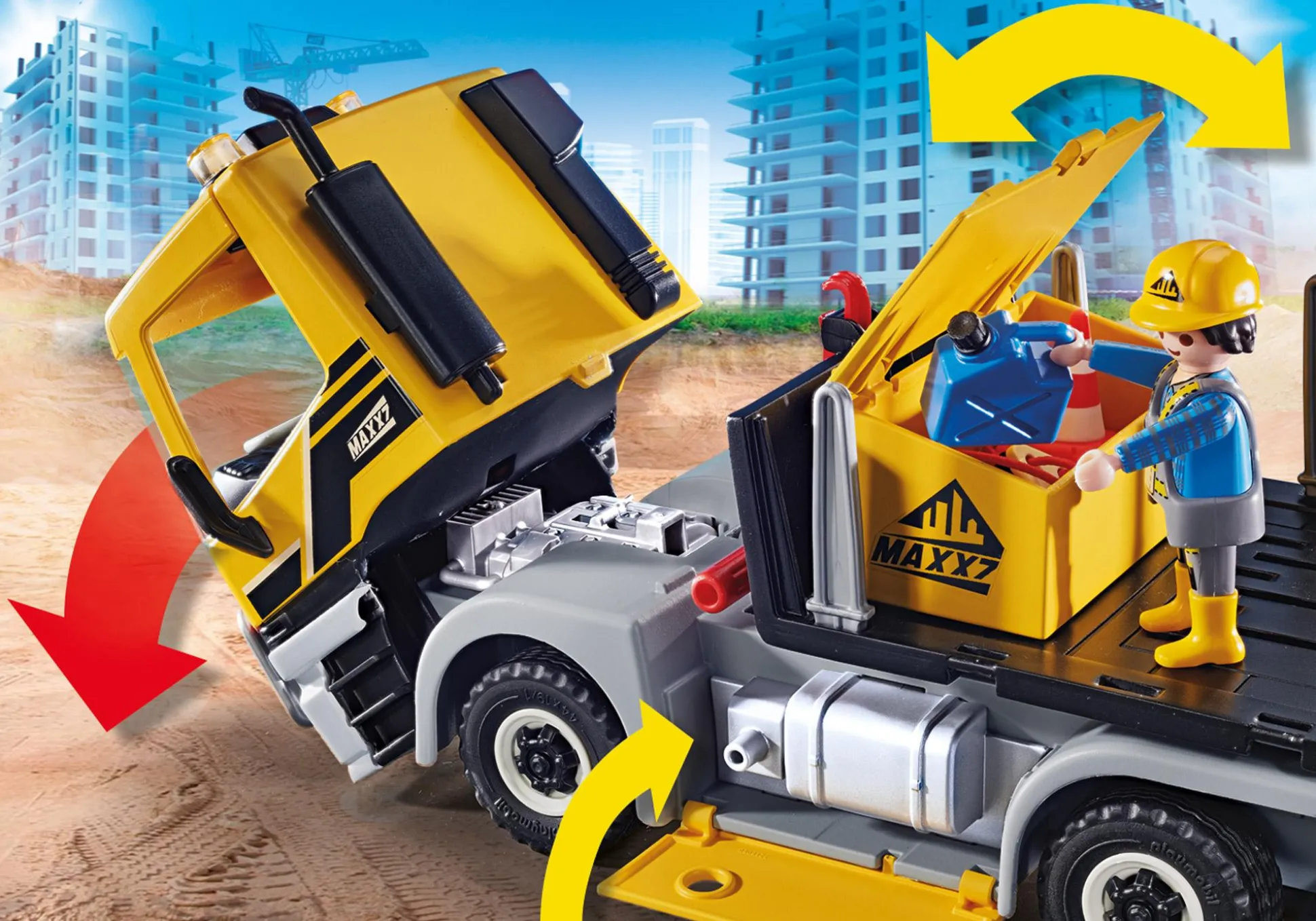 Action & Aventure|Action Heroes|PLAYMOBIL Camion avec benne et plateforme