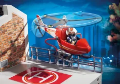 Héros Du Quotidien|Action & Aventure|PLAYMOBIL Caserne de pompiers avec hélicoptère