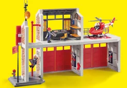 Héros Du Quotidien|Action & Aventure|PLAYMOBIL Caserne de pompiers avec hélicoptère