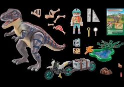 Imaginaire|Dinos & Dragons|PLAYMOBIL Explorateur avec moto et tyrannosaure