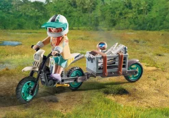 Imaginaire|Dinos & Dragons|PLAYMOBIL Explorateur avec moto et tyrannosaure