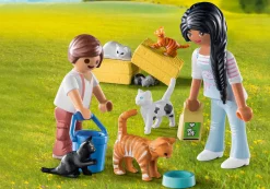 La Vie Quotidienne|Les Animaux|PLAYMOBIL Famille de chats avec femme et enfant