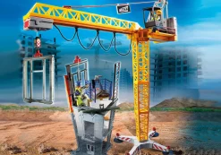 Action & Aventure|Héros Du Quotidien|PLAYMOBIL Grue radio-commandée avec mur de construction
