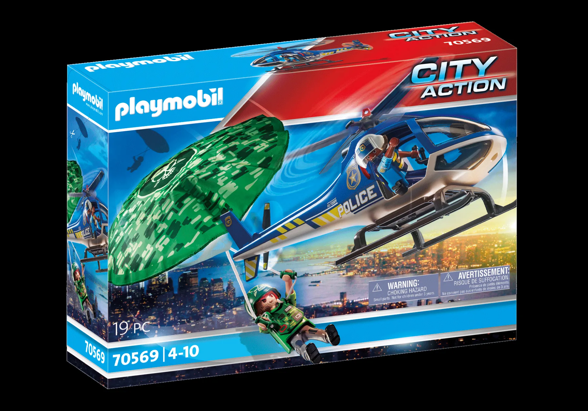 Héros Du Quotidien|Action & Aventure|PLAYMOBIL Hélicoptère de police et parachutiste