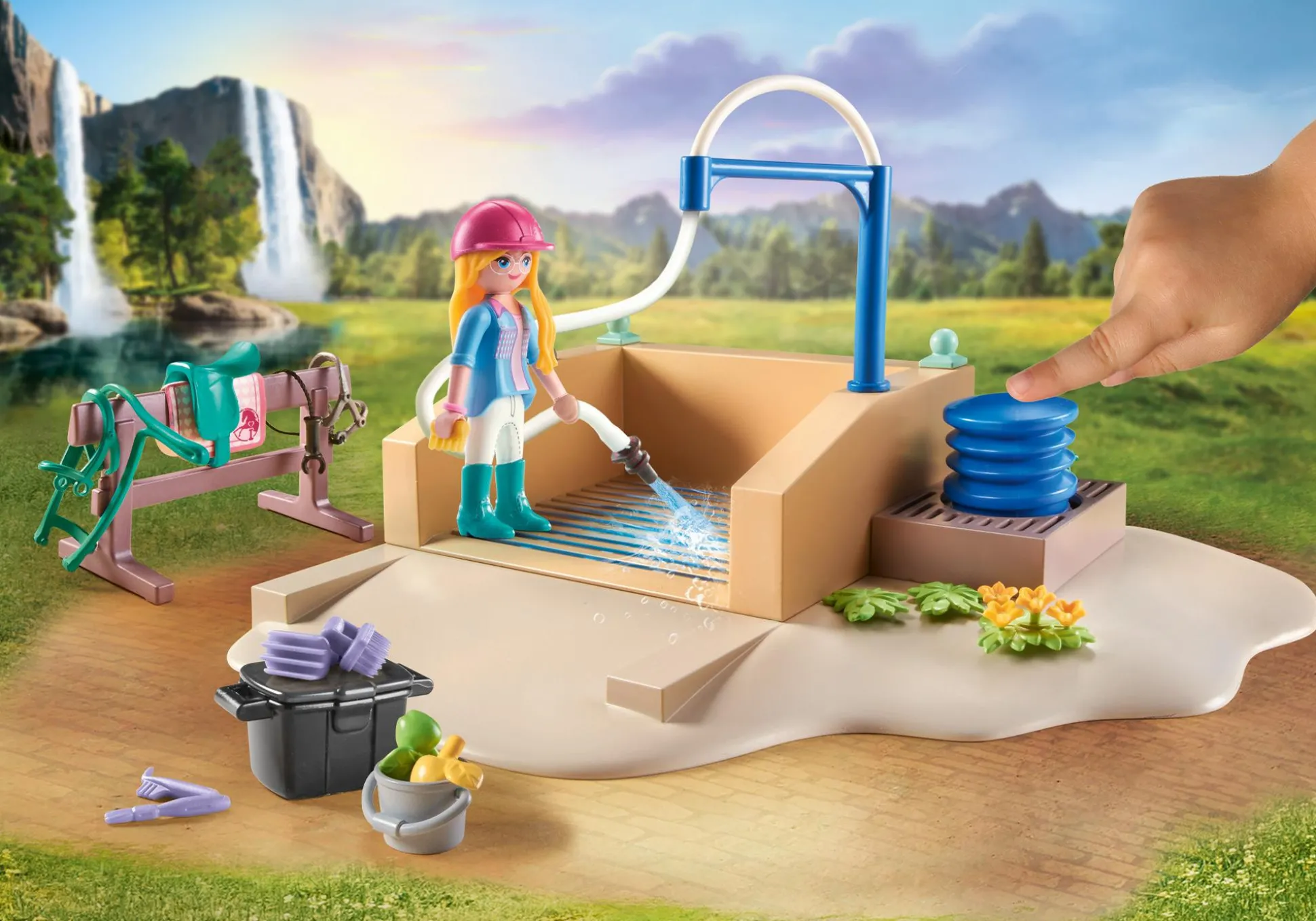 Les Animaux|PLAYMOBIL Isabella & Lioness aire de lavage pour chevaux