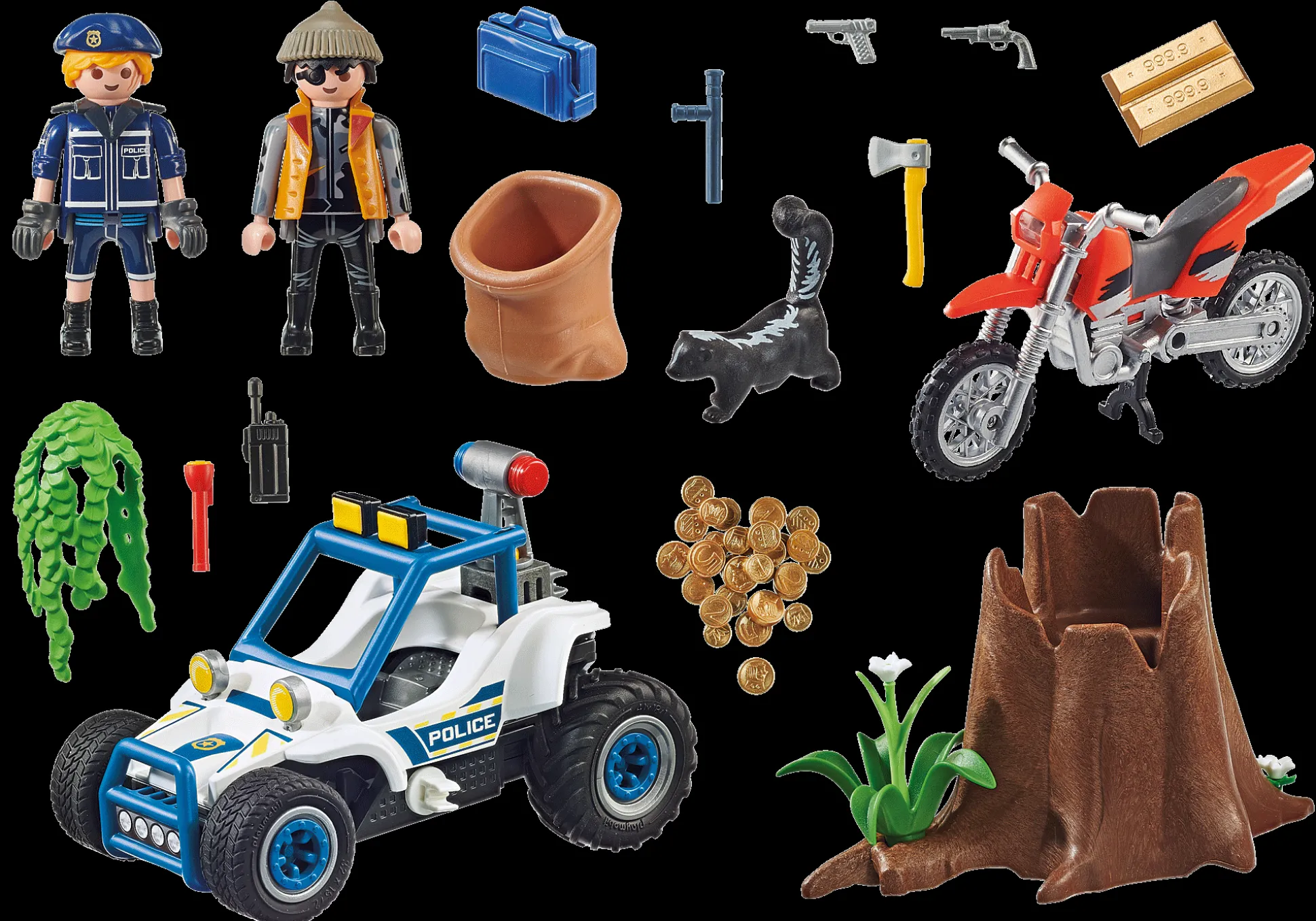 Héros Du Quotidien|Action & Aventure|PLAYMOBIL Policier avec voiturette et voleur à moto