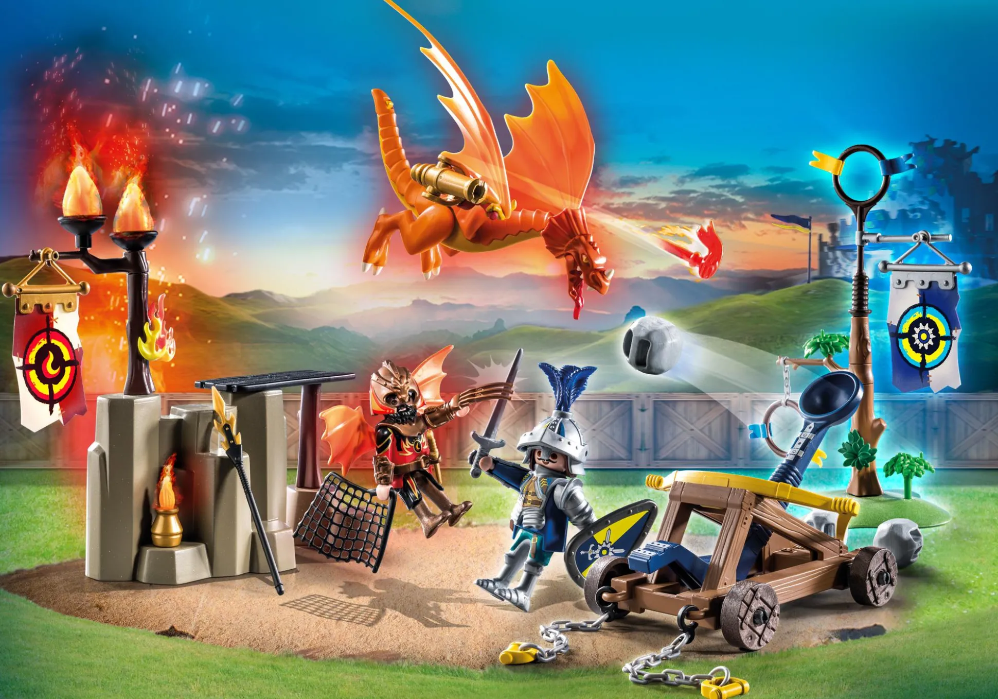 Imaginaire|Action & Aventure|PLAYMOBIL Tournoi Chevalier Novelmore contre Combattant Burnham Raider