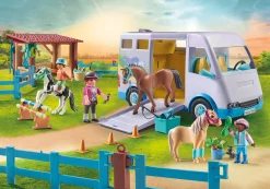 Les Animaux|PLAYMOBIL Van pour cheval et poneys avec enclos