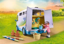 Les Animaux|PLAYMOBIL Van pour cheval et poneys avec enclos